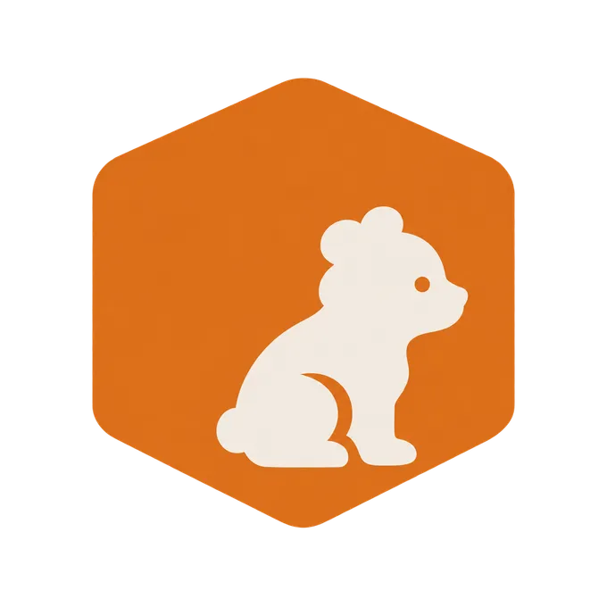 The Cubyard mark: a bear cub on an orange cube